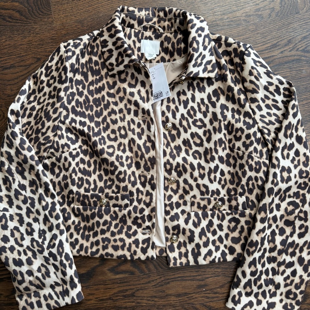 NWT H&M Leopard Print Women's Jacket, Size Small